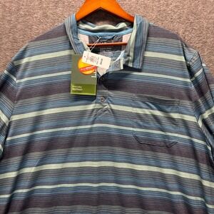 LL Bean Mens XXXL Tall SunSmart Polo SS 2.0 Iron Blue Stripe 522848 UPF 50+ NEW